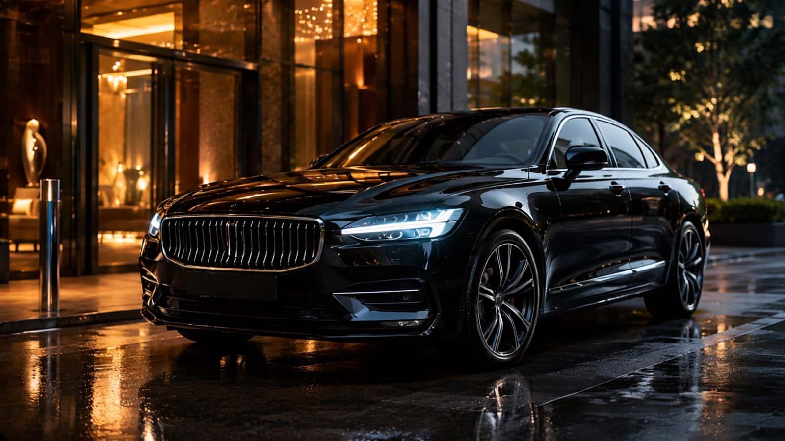 Sedan executivo preto da frota executiva