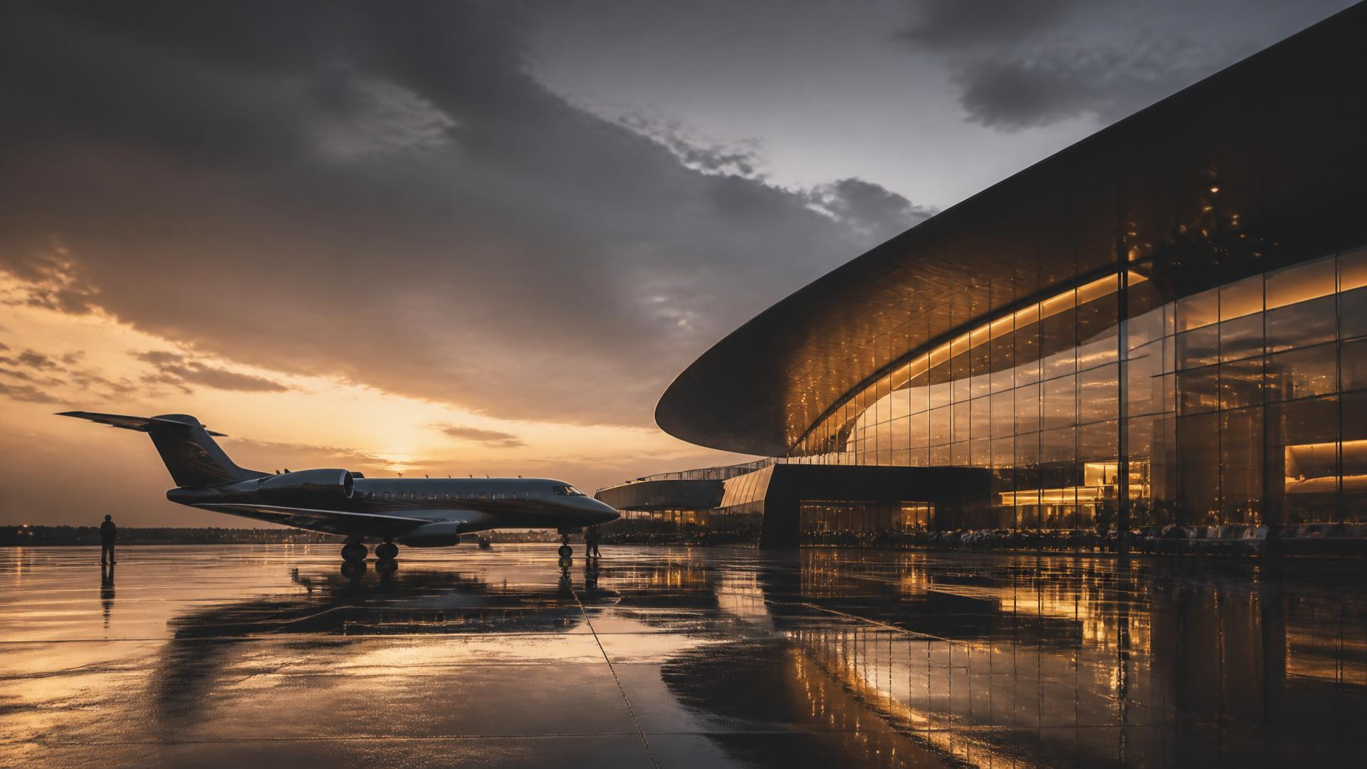 Aeronave executiva em terminal premium
